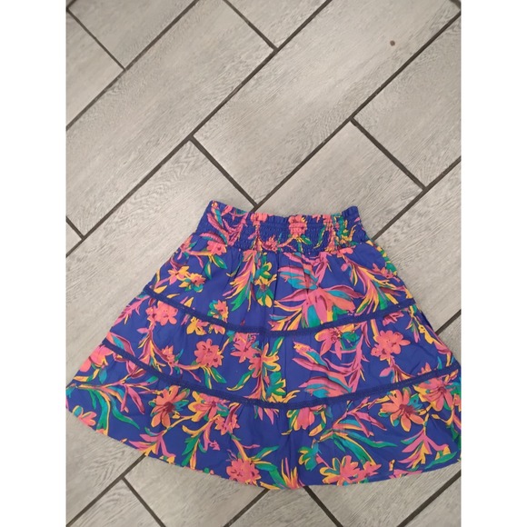 NWT J Crew Tiered‎ Floral Print Smocked Waist Skirt XS Blue Pink Yellow Green - Picture 4 of 4